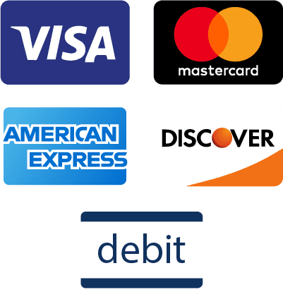 Visa, Mastercard, American Express, Discover, and Debit Cards